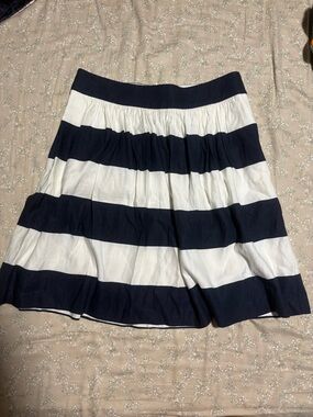 Banana Republic Navy and White Striped Midi Skirt